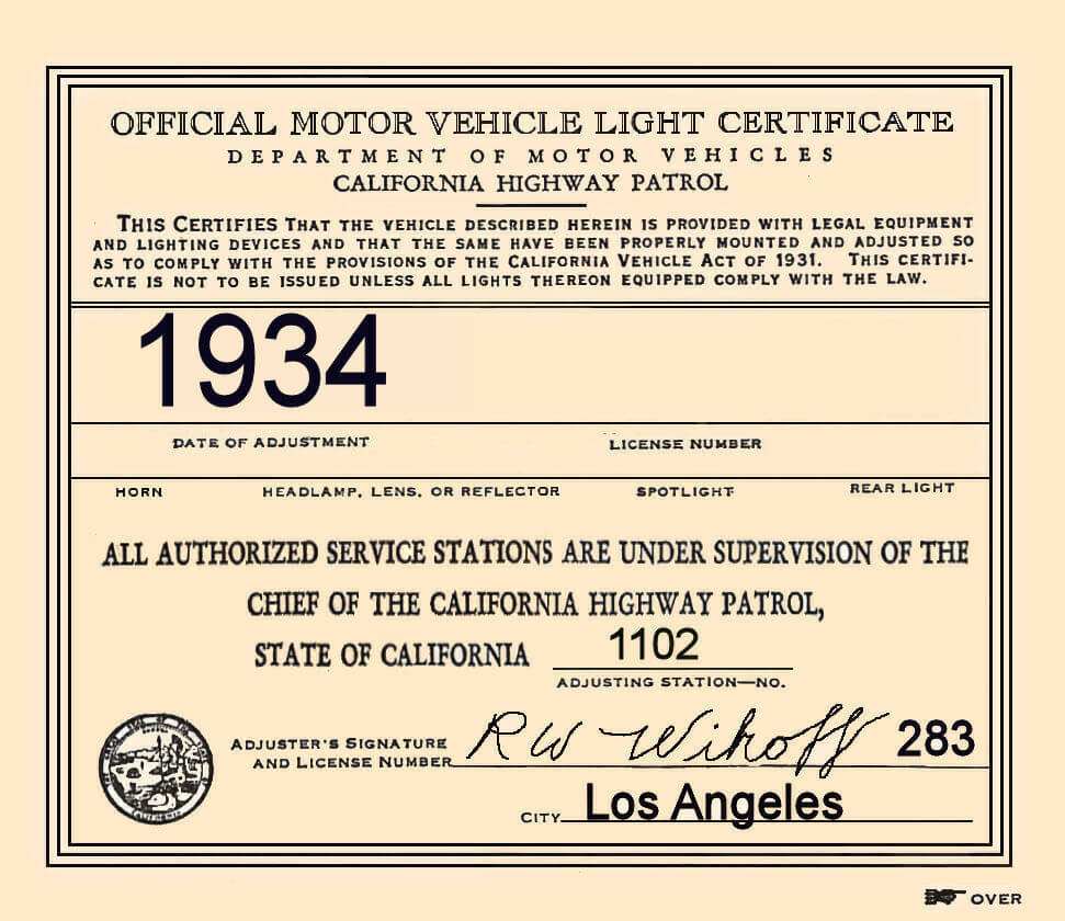 1934 California Inspection sticker